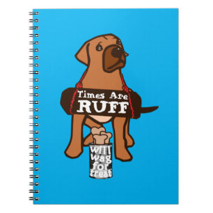 Die Zeiten sind ruff brauner Welpenhund Rhodesian Notizblock