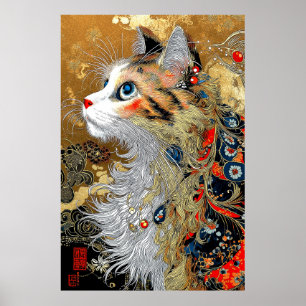 Die Zen-Katze   Vintag Japanisch Ukiyo-e Poster