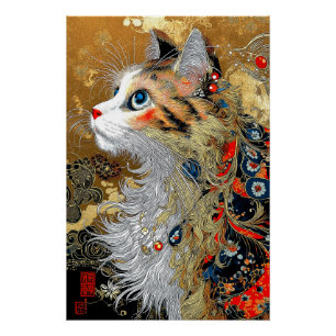 Die Zen-Katze Vintage-Japanisches Ukiyo-e Poster