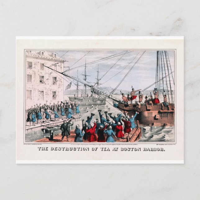 Die Zerstörung von Tee im Hafen von Boston Postkarte (Vorderseite)