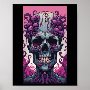 Die Zombie hat ein Gehirn, das ihren Kopf bedeckt Poster