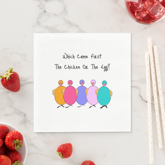 Die zuerst das Huhn oder das Ei Serviette (Beispiel)