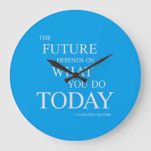 Die Zukunft, die motivierend Zitat-Uhr-Blau Große Wanduhr