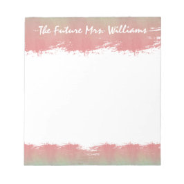 Die Zukunft Frau Bride Wedding Monogram Pink Green Notizblock