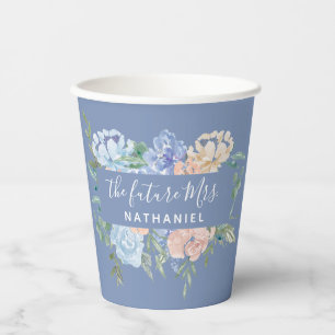 Die Zukunft Frau Dusty Blue und Pink Floral Pappbecher