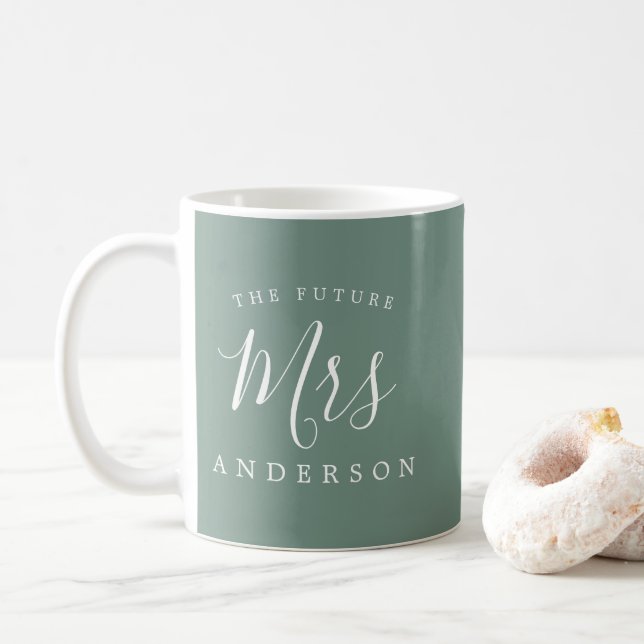 Die Zukunft Frau Dusty Green Verlobung Geschenk Kaffeetasse (Mit Donut)
