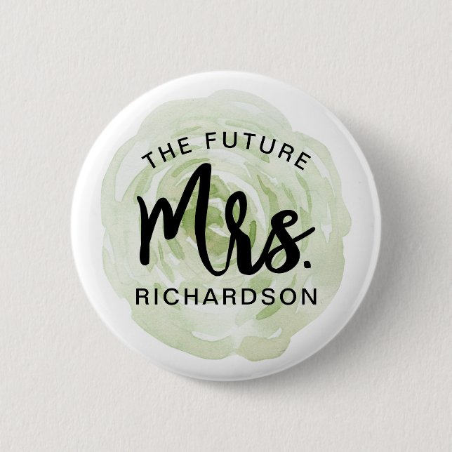 Die Zukunft Frau Watercolor Floral Button (Vorderseite)