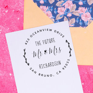 Die Zukunft Herr & Frau   Rustikale handgezeichnet Permastempel