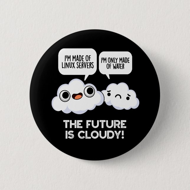 Die Zukunft ist bewölkt Wetter Computer puppen dun Button (Vorderseite)