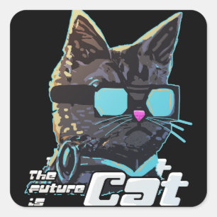 Die Zukunft ist Cat Quadratischer Aufkleber