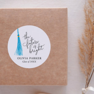 Die Zukunft ist der rechte Abschluss Sky Blue Tass Runder Aufkleber