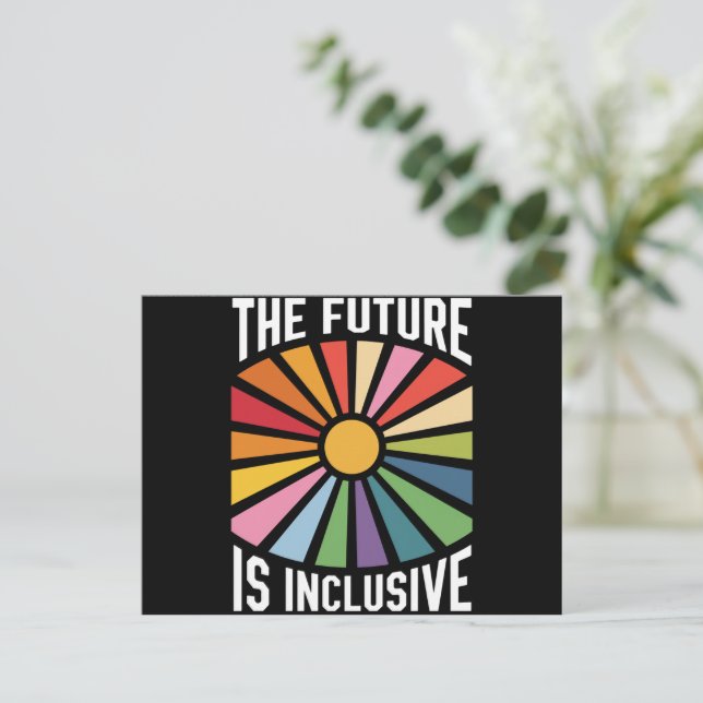 Die Zukunft ist ein integratives Recht auf Rainbow Postkarte (Stehend Vorderseite)