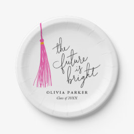 Die Zukunft ist hell Grad Party Pink Tassel Pappteller