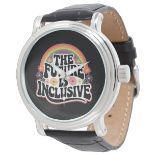 Die Zukunft ist inklusive Regenbogen-LGBTQ-Flagge  Armbanduhr