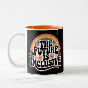 Die Zukunft ist inklusive Regenbogen-LGBTQ-Flagge  Zweifarbige Tasse