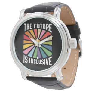 Die Zukunft ist inklusiver Regenbogen-Stolz Trans- Armbanduhr