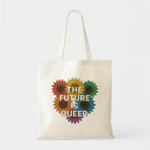 Die Zukunft ist Que - Regenbogenblumen Tragetasche