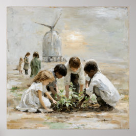 Die Zukunft: Kinder im Garten Poster