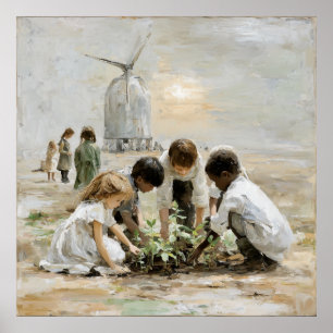 Die Zukunft: Kinder im Garten Poster