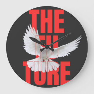 Die Zukunft – Motivierende Typografie-Zitat Große Wanduhr
