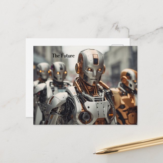 Die Zukunft, Roaming Roboter, Postkarte (Vorderseite/Rückseite Beispiel)