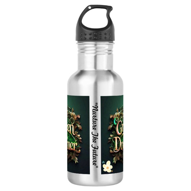 "Die Zukunft sichern" Edelstahlflasche (Vorderseite)