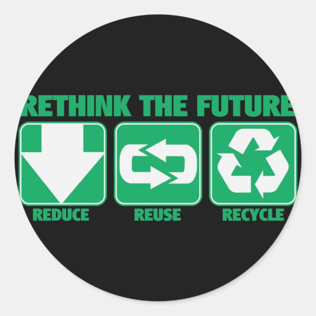 Die Zukunft überdenken, Gerecycelt Runder Aufkleber (Vorderseite)