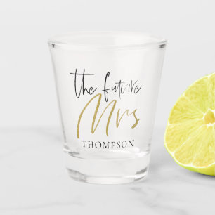 Die zukünftige Mrs Name Black Gold Typografie Schnapsglas