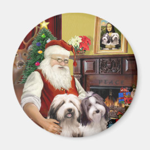 Die zwei bärtigen Colliese des Weihnachtsmanns Magnet