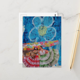 Die zwei tanzenden Frauen Collage Postkarte