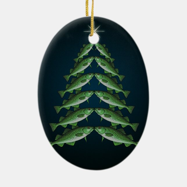Die zwölf Kabeljaus der Weihnachtsovalverzierung Keramik Ornament (Hinten)