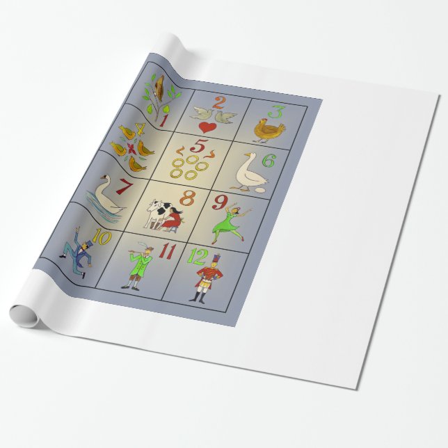 Die zwölf Tage des Weihnachtslied-Plakats Geschenkpapier (Ungerollt)
