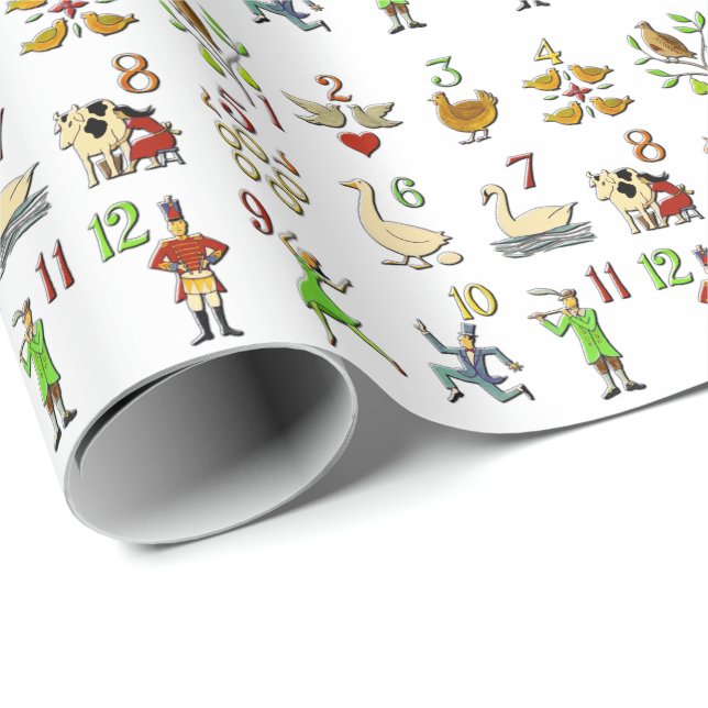 Die zwölf Tage von Weihnachten Geschenkpapier (Rolleneckpunkt)
