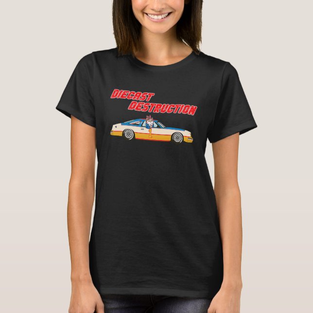 Diecast Zerstörungskat in Coolem Rennwagen T-Shirt (Vorderseite)