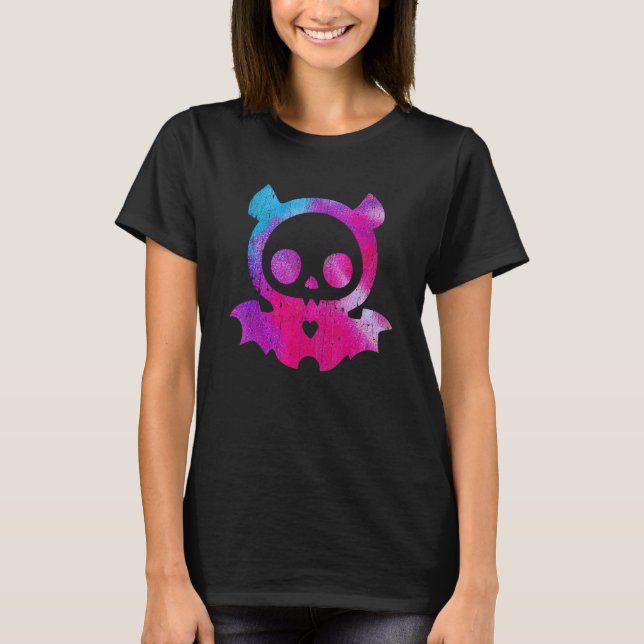 Diego Bat Skelanimal Skull Niedliche Gefärbte Kraw T-Shirt (Vorderseite)