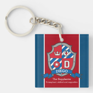 Diego-Name bedeutet Boys Schild Vogel Zoll Schlüsselanhänger