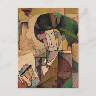 Diego Rivera, Junger Mann mit Füller, Postkarte