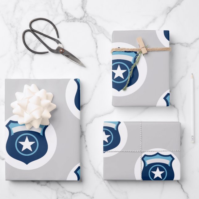 Dienstabzeichen der Strafverfolgung Geschenkpapier Set (Vorderseite)