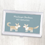 Dienste für Hunde Visitenkarten Dose<br><div class="desc">Ein niedliches Corgi Hundedesign auf einem aquamarinen grünen Hintergrund. Ideal für Hundeschuhwanderer, Hundegroßhändler, Haustier-Sitter und alle anderen Haustierdienste. Originelle Kunst von Nic Squirrell.</div>