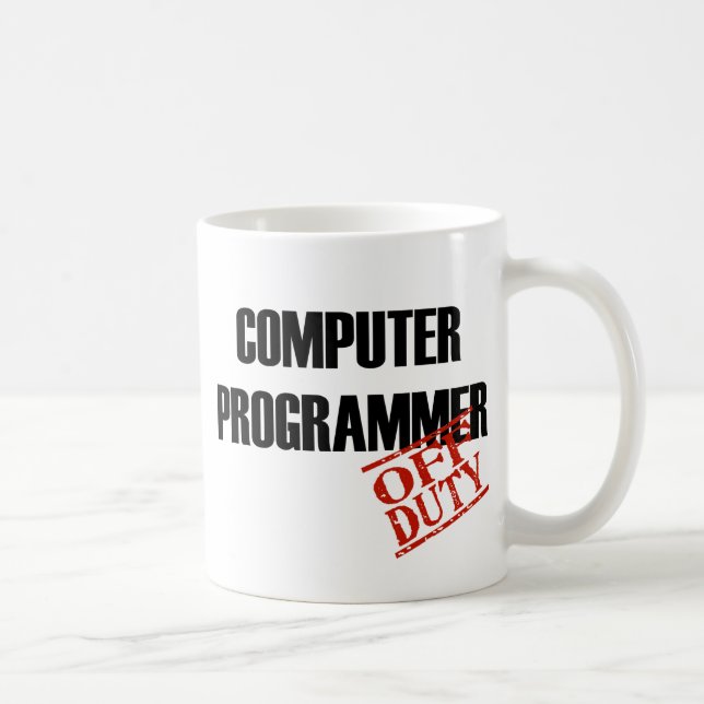 Dienstfreier Computerprogrammierer Kaffeetasse (Rechts)