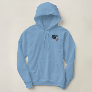 Dienstfreier Fluglinien-Pilot Bestickter Hoodie