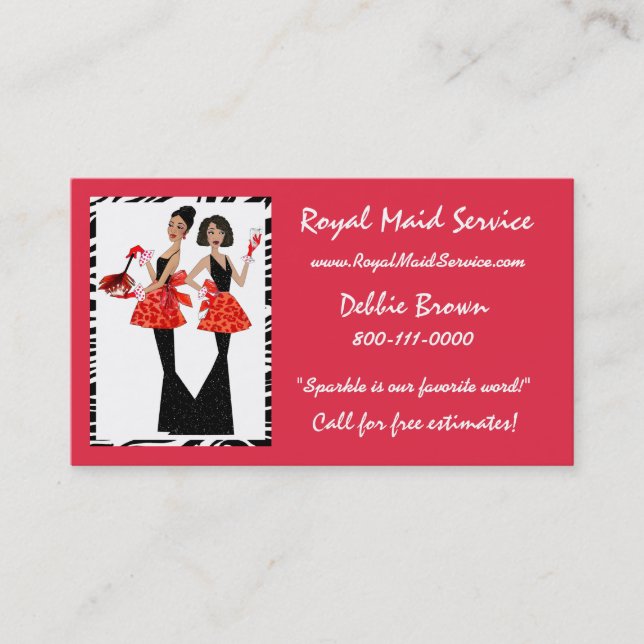Dienstkarten für Maid Service Visitenkarte (Vorderseite)