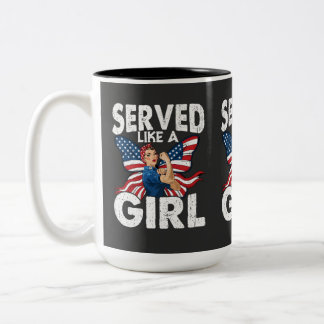Diente wie ein Mädchen Weibliche Veteranin Militär Zweifarbige Tasse
