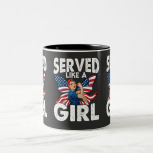 Diente wie ein Mädchen Weibliche Veteranin Militär Zweifarbige Tasse
