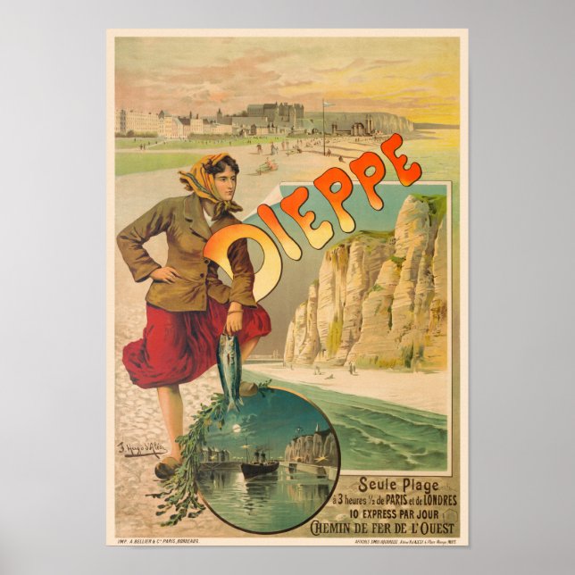 Dieppe France Vintage Travel Poster 1900 (Vorne)