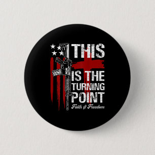 Dies ist das Turning Int Faith Kreuz Us Flagge Pat Button