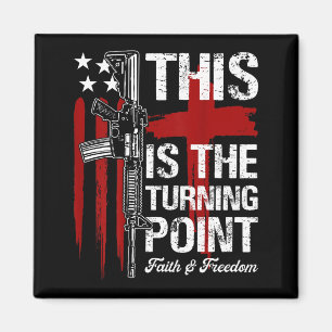 Dies ist das Turning Int Faith Kreuz Us Flagge Pat Magnet