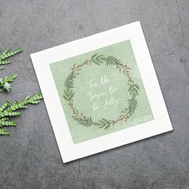 Dies ist das Weihnachtsfest der Wasserfarbe der Ja Serviette ('Tis the Season Watercolor Wreath Christmas Napkin)