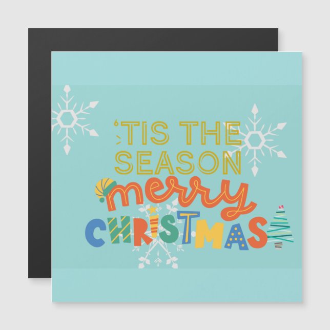 Dies ist die Jahreszeit farbenfrohe Weihnachtsmagn Magnetkarte (Vorne/Hinten)
