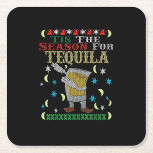 Dies ist die Jahreszeit für Tequila Dabbing Weihna Rechteckiger Pappuntersetzer